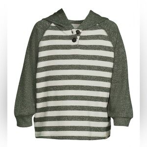 Easy-Peasy Toddler Boy Long Sleeve Hacci Hoodie – Green/Cream – Size 4T